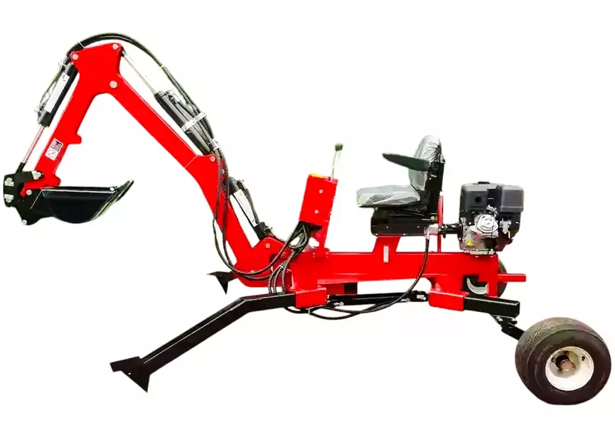 Anhängebagger mit Anhängerkupplung – 120°-Schwenkbereich, 15 PS Benzinmotor, MW Tools