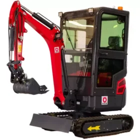 1,8-Tonnen-Minibagger mit Kabine, Kubota 10,2 kW 3-Zylinder-Motor mit Schwenkarm und ausfahrbaren Ketten, MW Tools