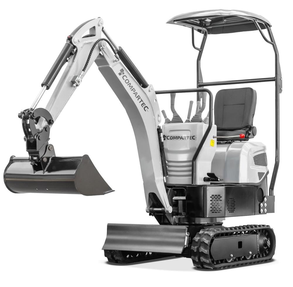 Minibagger „Bobmaster Plus“ – Diesel, 970 kg, Knickarm, verstellb. Fahrwerk, Schaufel-Set